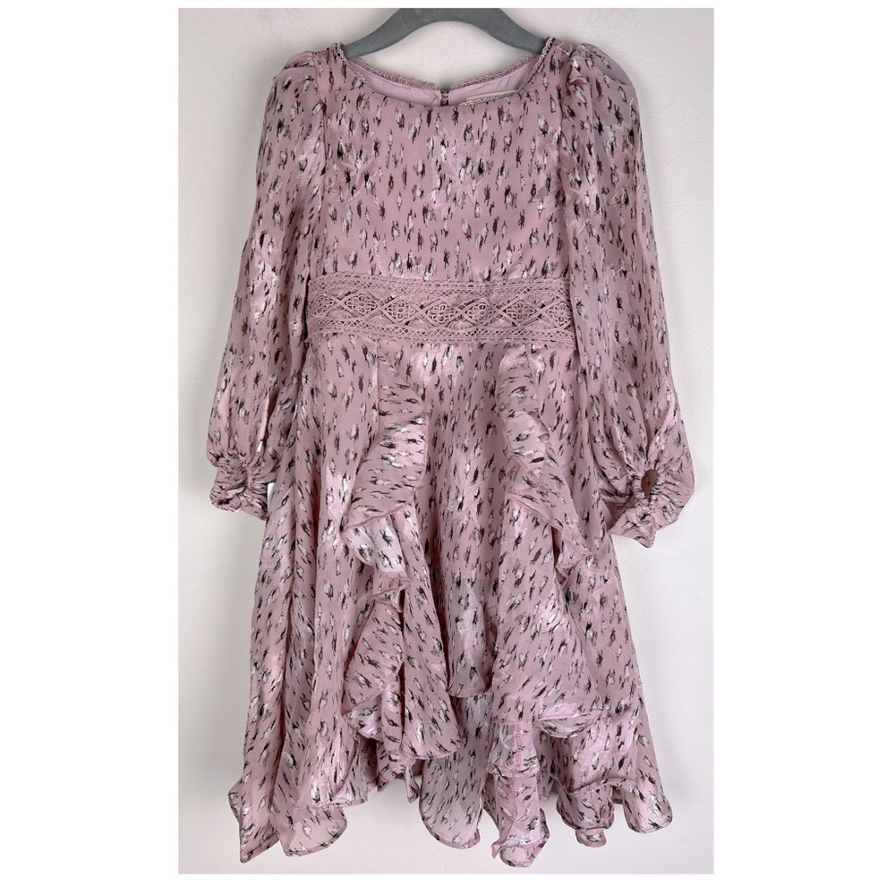 Joyfolie Ruffled Cottagecore Cowgirl Bela Maxi Dress Animal Ikat- Pink | Girls 2